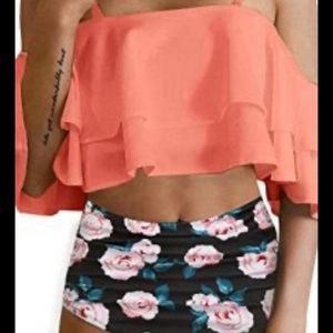 NWT tempt me ruffle off shoulder crop top